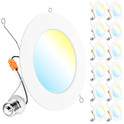 Sunco 12-pack 6-inch flat retrofit downlight for ceiling lighting efficiency.