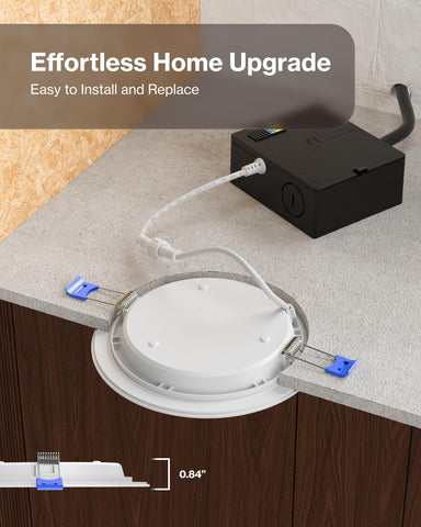 Sunco 12-pack 6-inch 1500 lm downlight delivers bright ambient light.