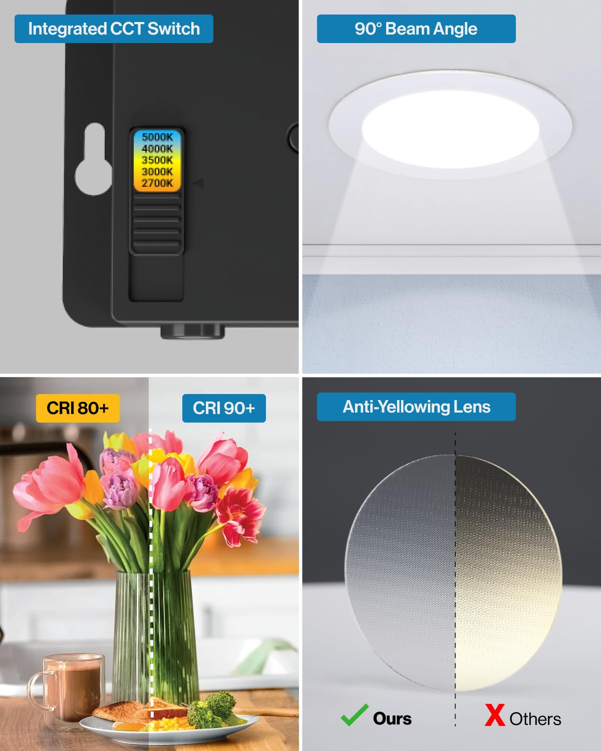 Sunco 12-pack 6-inch IC-rated downlight ensures safe heat management.