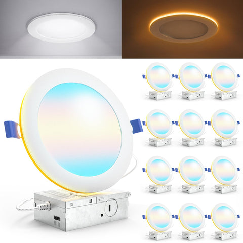 Sunco 12-pack 6-inch LED recessed light with night mode for ambient lighting.