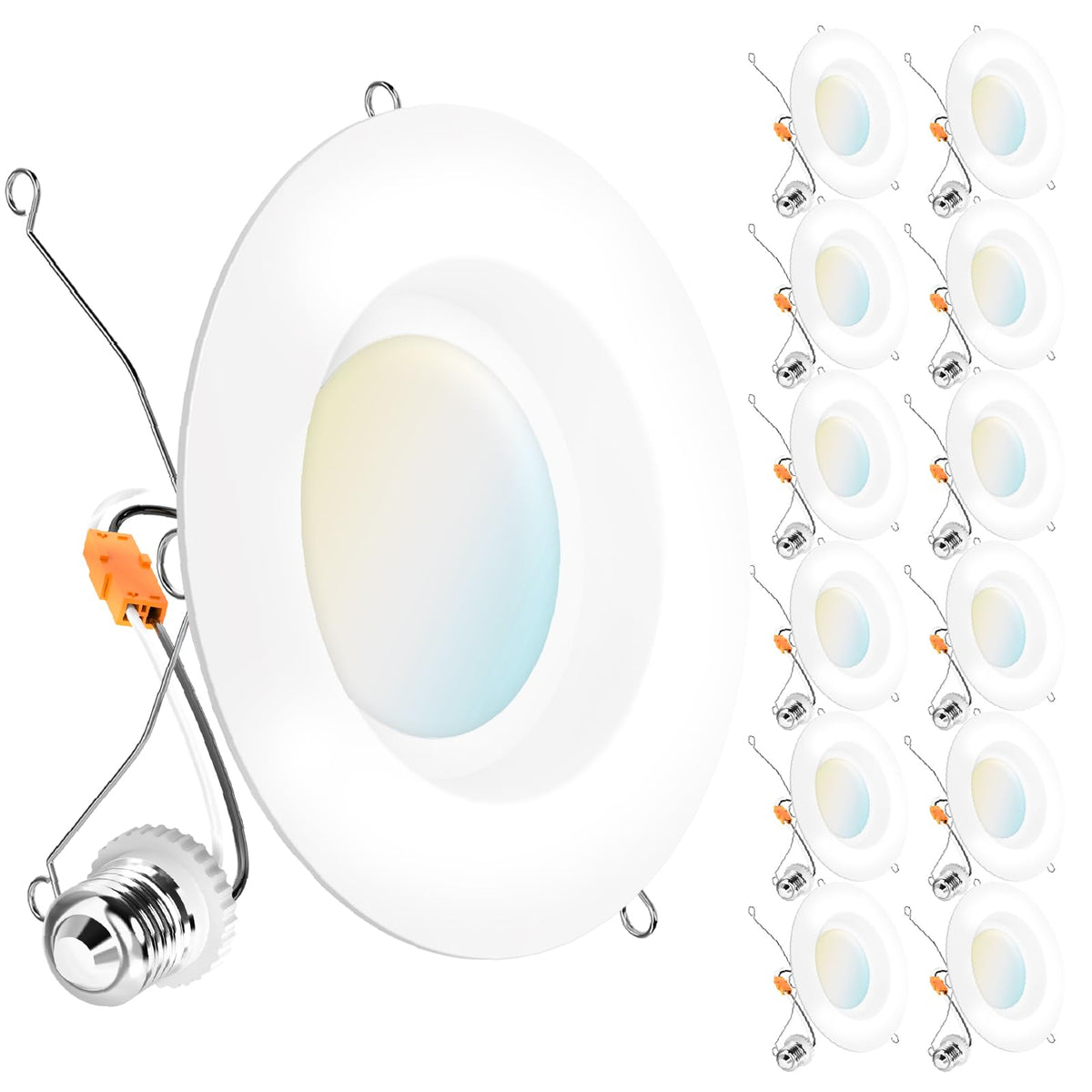 Sunco 12-pack 6-inch LED recessed light with glare-reducing baffle trim for living spaces.