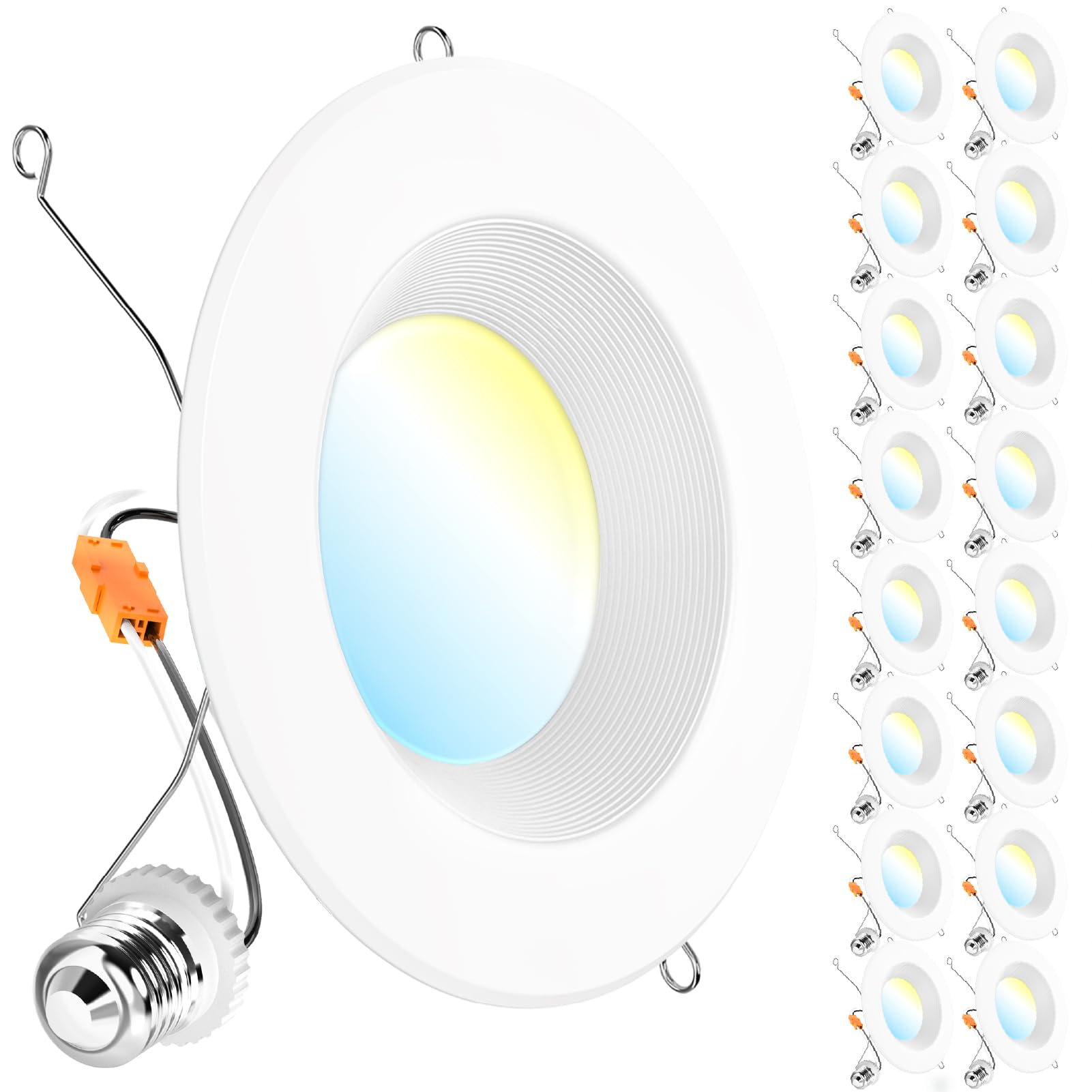 Sunco Lighting 16-pack retrofit downlight in a 6-inch baffle trim for ceilings.