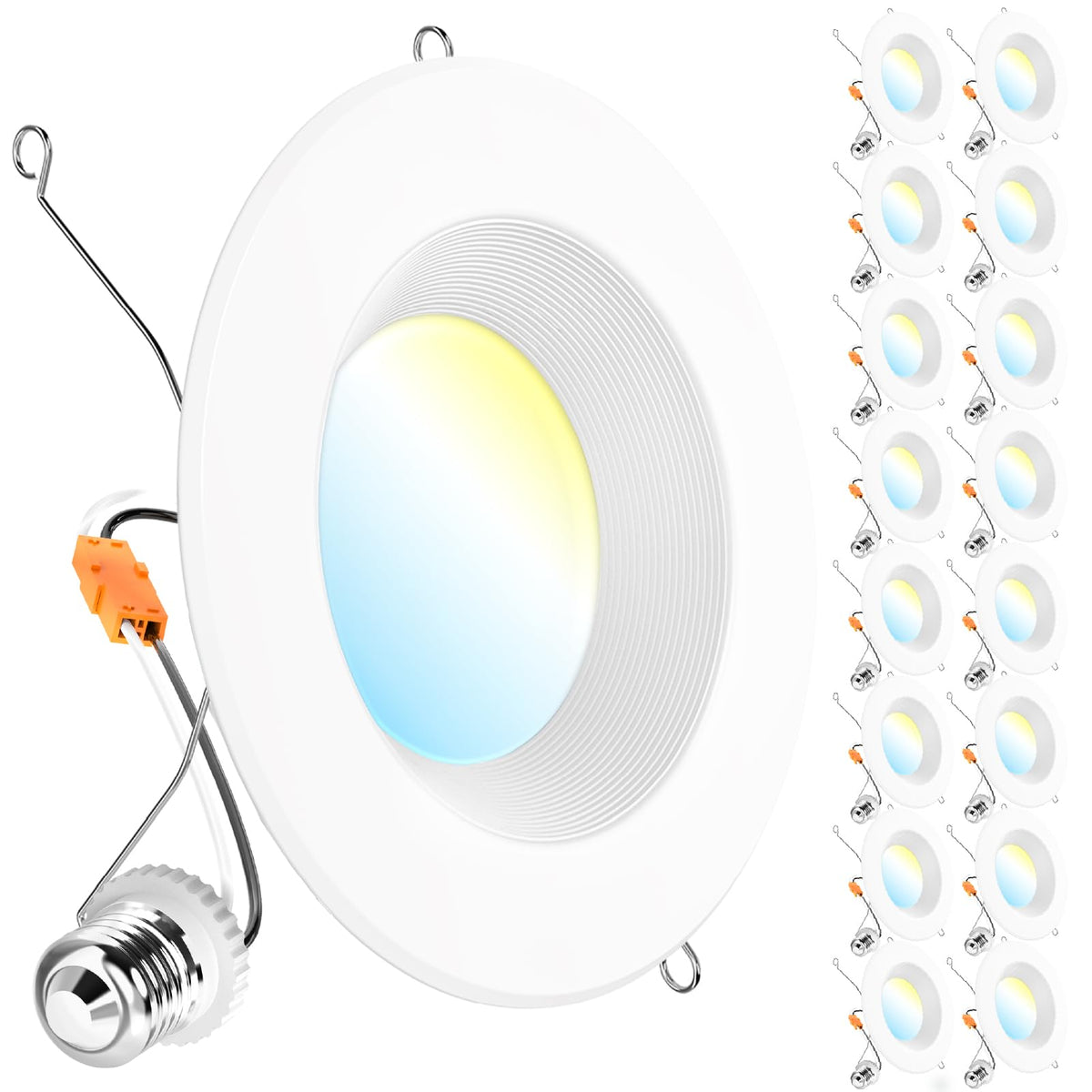 Sunco Lighting 16-pack retrofit downlight in a 6-inch baffle trim for ceilings.