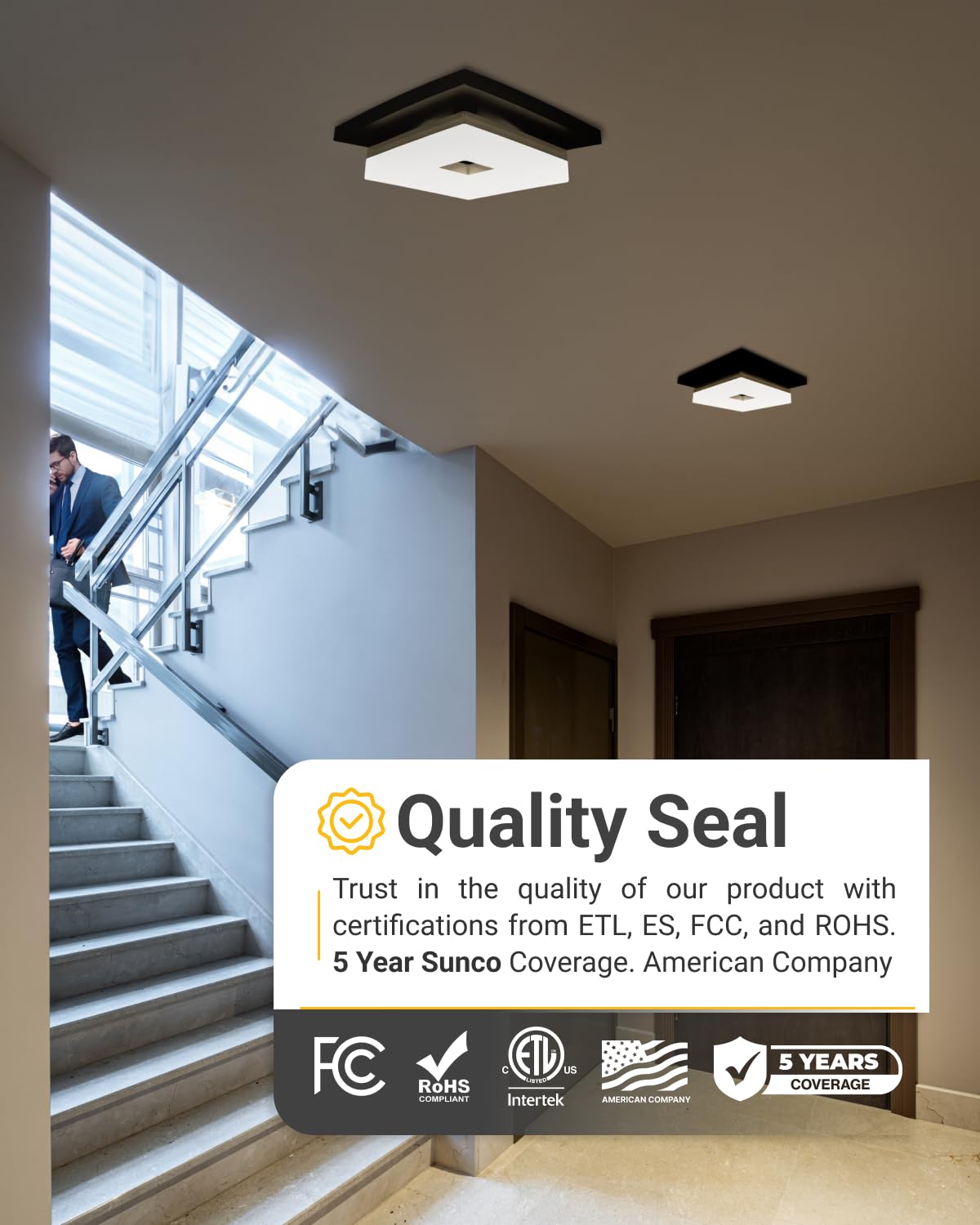 Sunco Lighting 1800 lumen brightness square ceiling light for bright task lighting