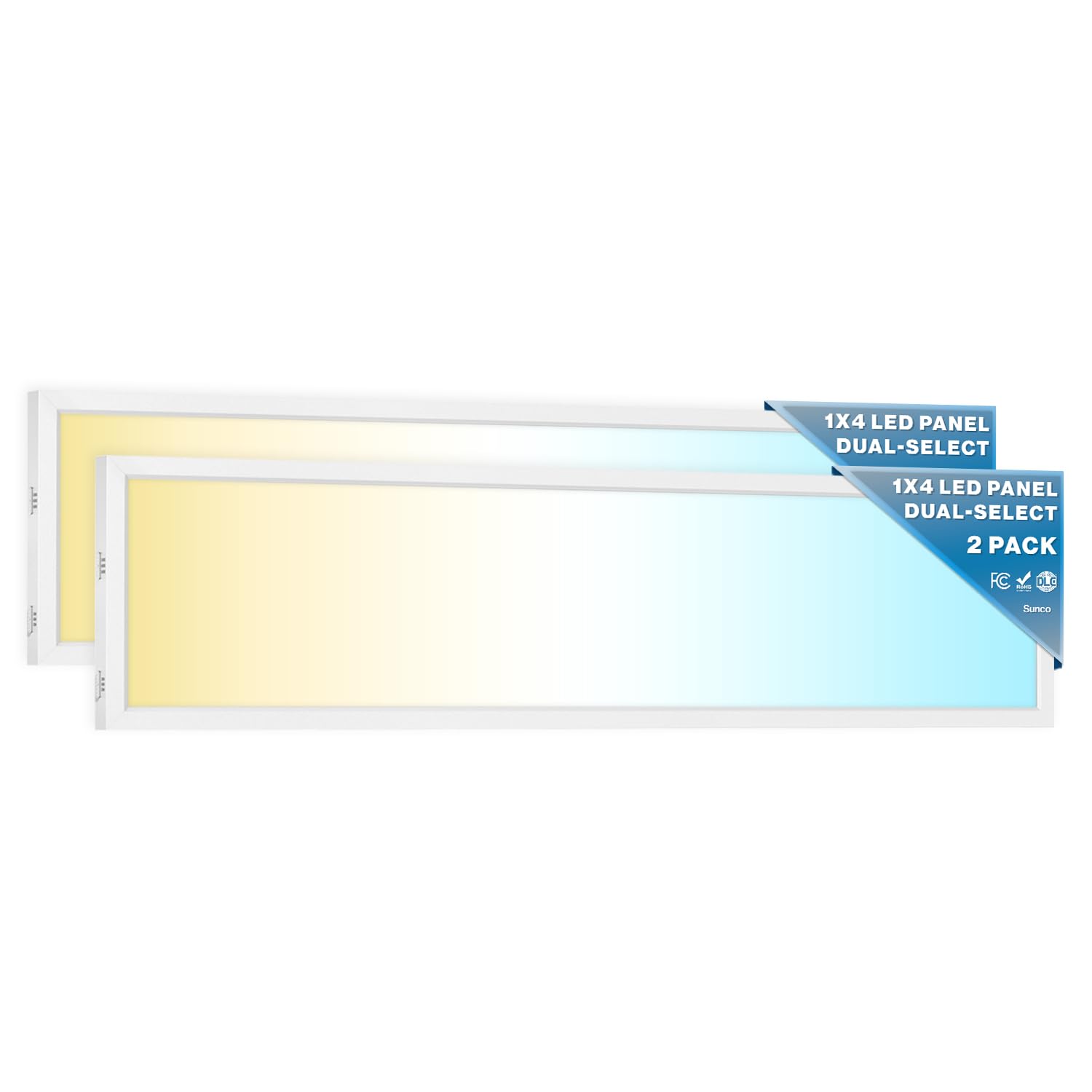 Sunco 1x4 LED flat panel ceiling light providing even office illumination