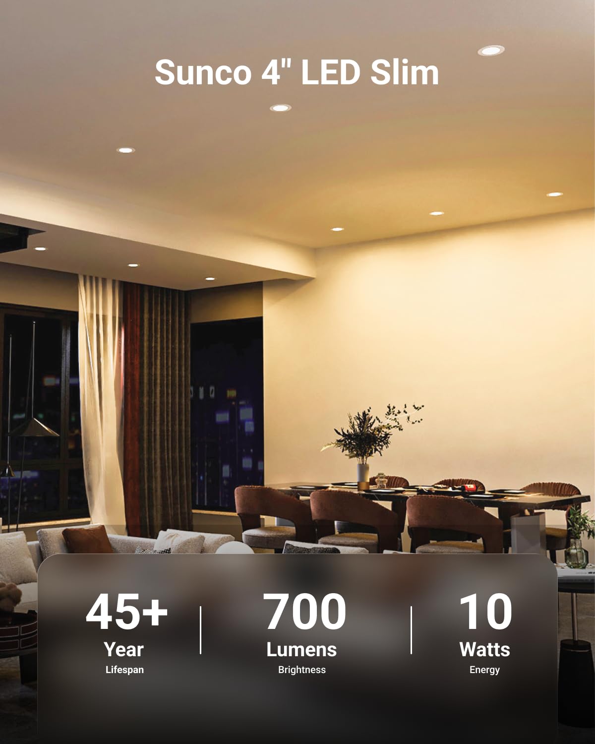 Sunco slim trim 4 inch downlight blends with ceiling for a clean look