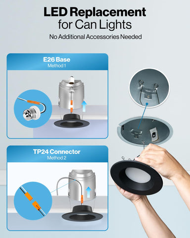 Sunco 6-inch downlight with black baffle trim at 5000K for daylight clarity