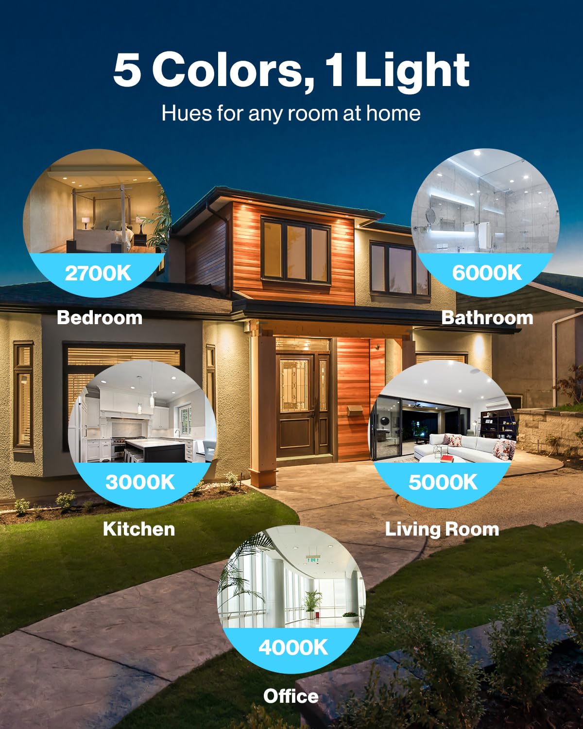 Sunco 3in downlight with selectable CCT from 2700K to 6000K for versatile ambience.