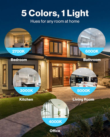 Sunco 3in downlight with selectable CCT from 2700K to 6000K for versatile ambience.