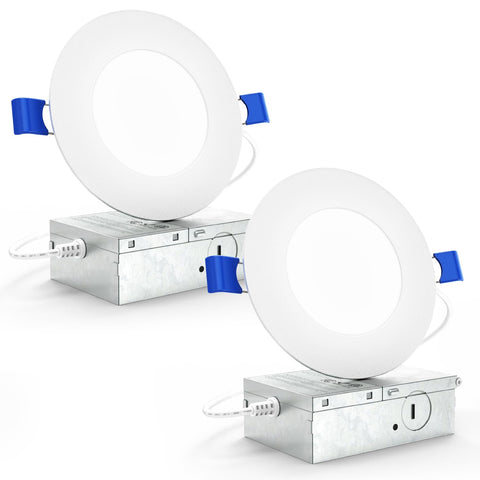 Sunco 4-inch ultra-thin LED downlight with junction box for quick, safe installation.