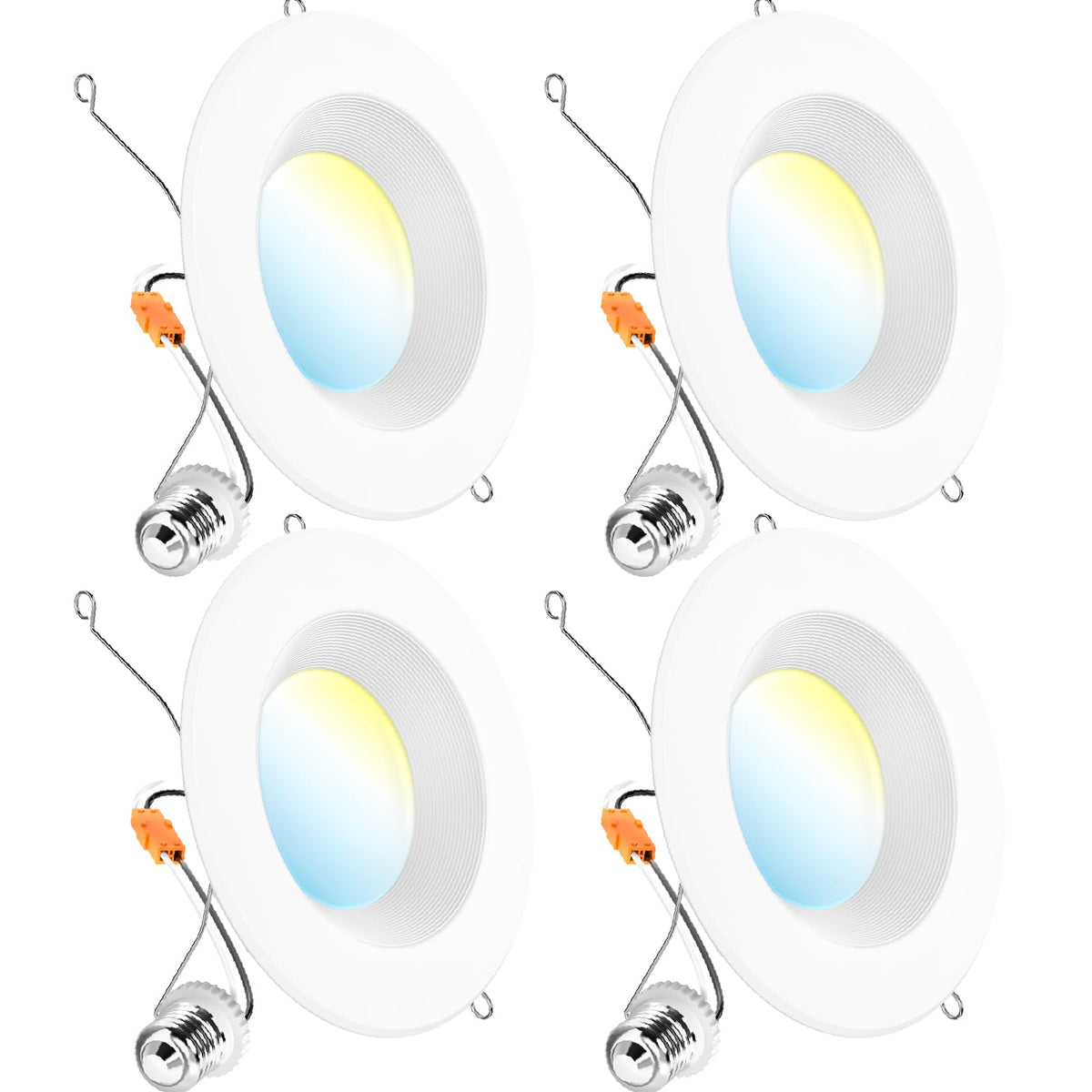 Sunco 4-pack 6-inch LED recessed light showing bright kitchen illumination