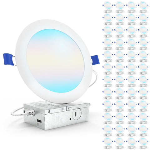 Sunco 48-pack 6-inch LED downlight with junction box for easy installation.