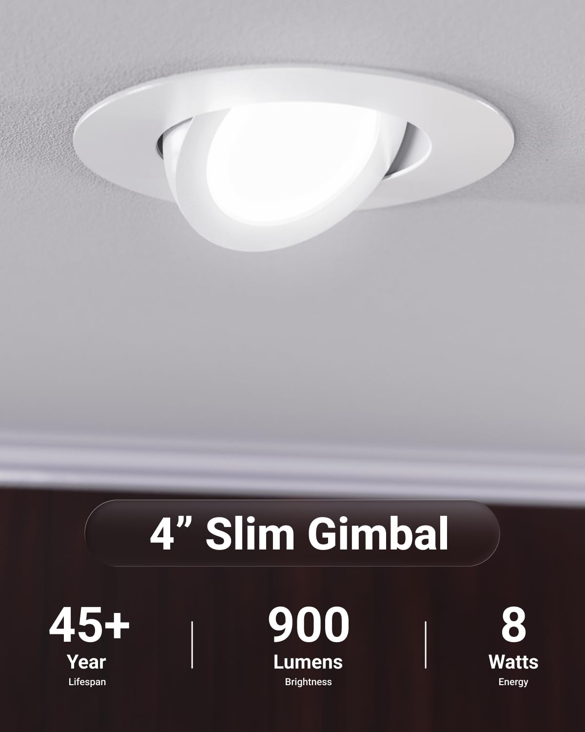 Sunco slim-profile 4-inch gimbal downlight for versatile ceiling lighting.