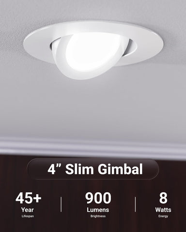 Sunco slim-profile 4-inch gimbal downlight for versatile ceiling lighting.