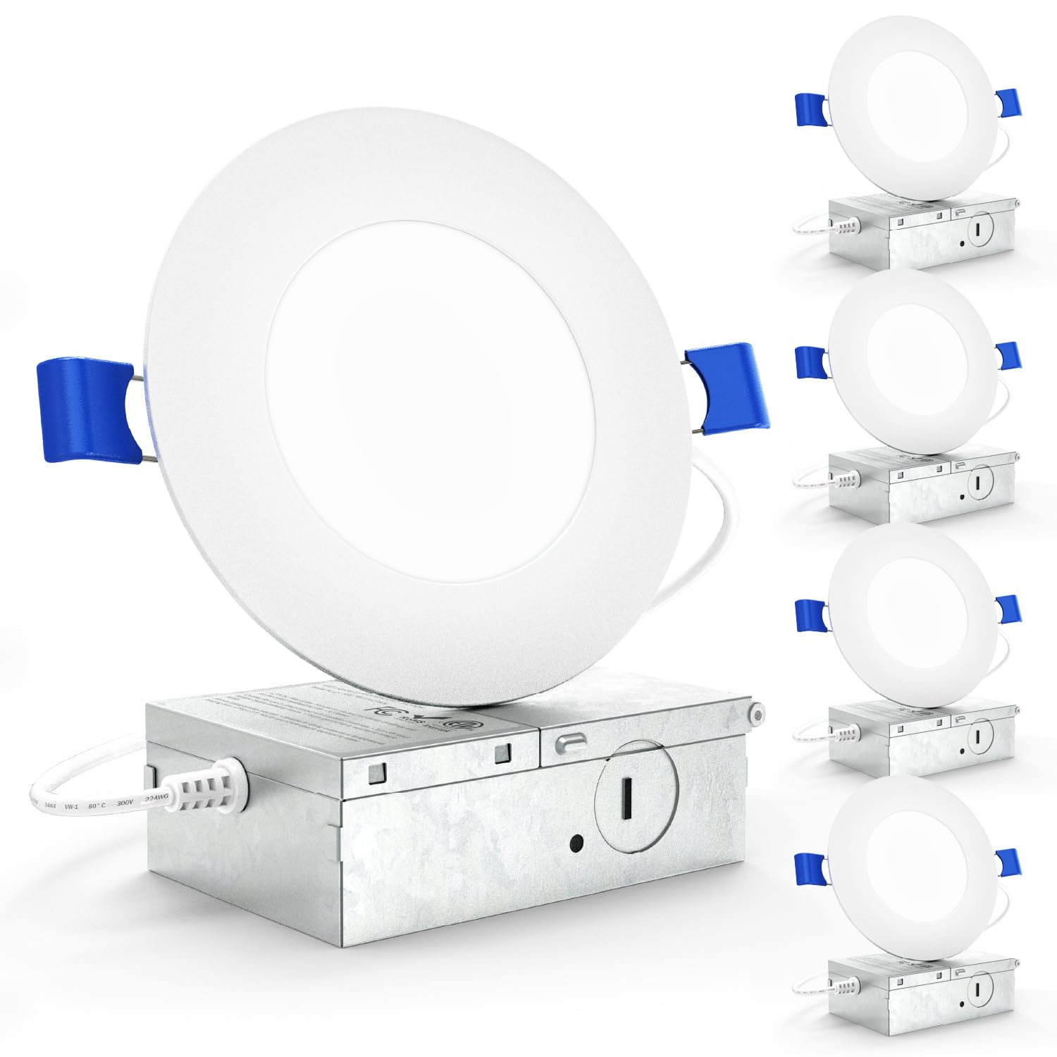 Sunco 4in LED downlight with junction box for quick, safe ceiling installation.
