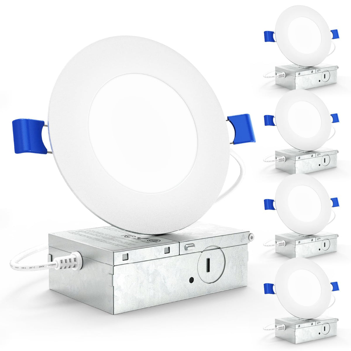 Sunco 4in LED downlight with junction box for quick, safe ceiling installation.