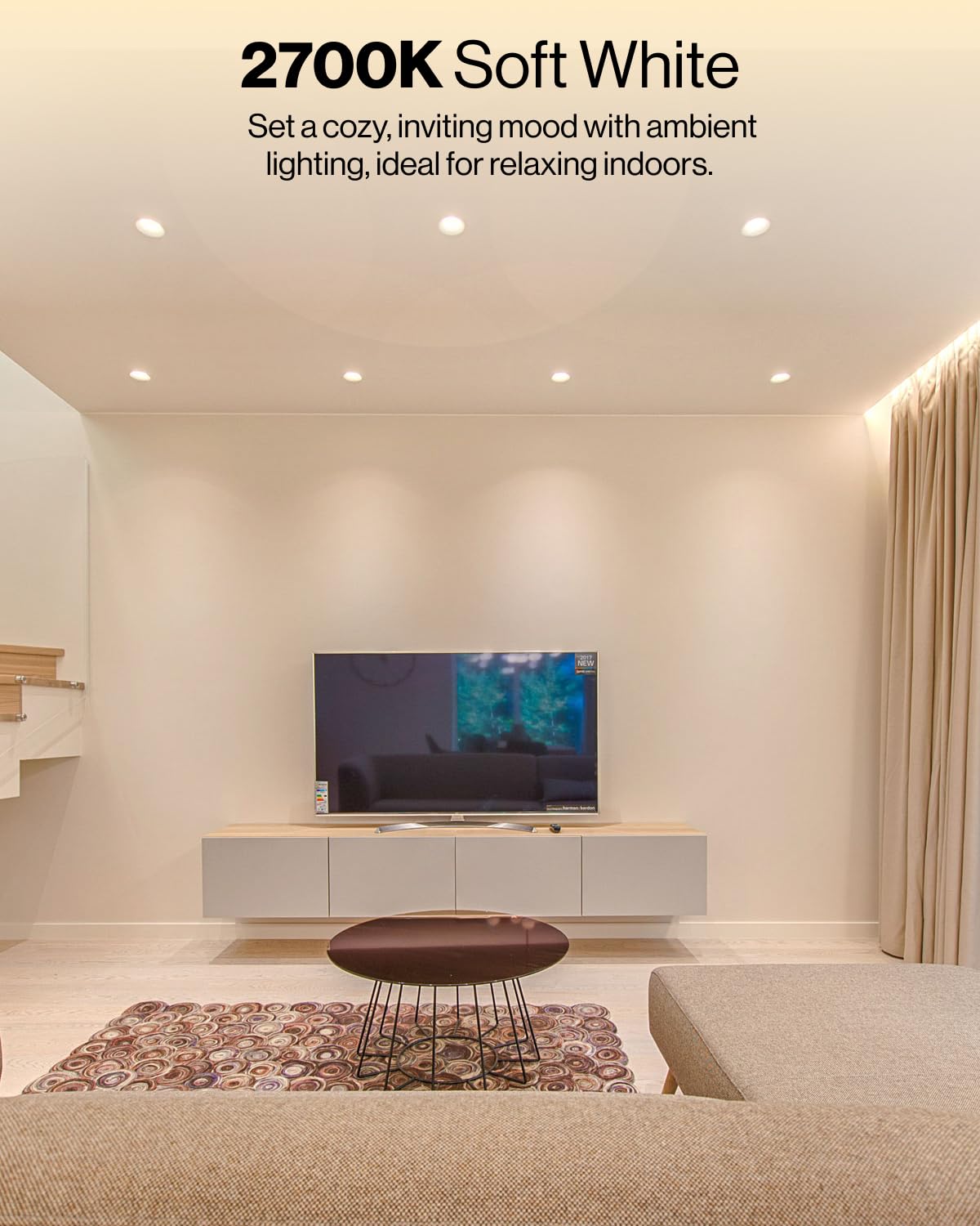 Sunco damp-rated recessed light suitable for bathrooms and laundry areas.