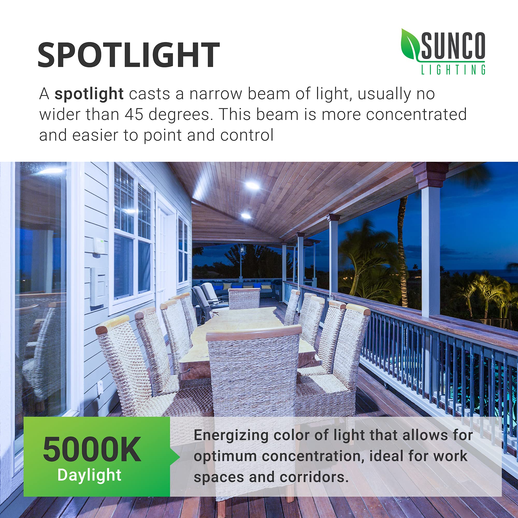 Sunco 5000K daylight PAR38 LED delivering 1250 lumens