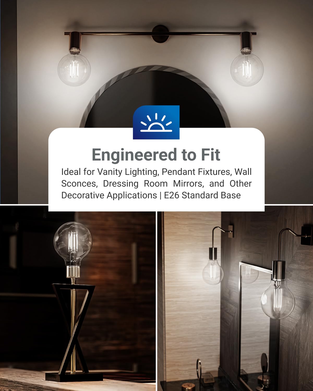 500 lumens, 5W Sunco G25 LED globe bulb with clear glass