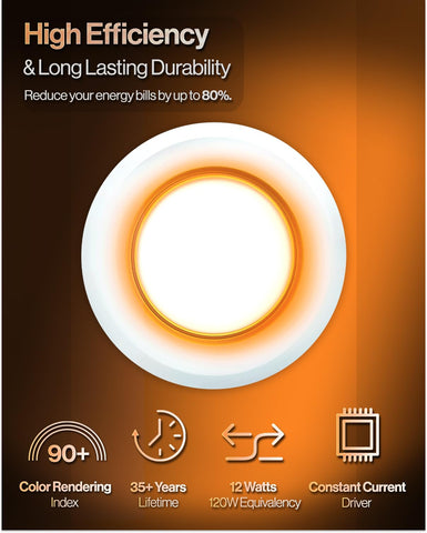 Sunco 6-inch downlight 3000K creates warm kitchen lighting.