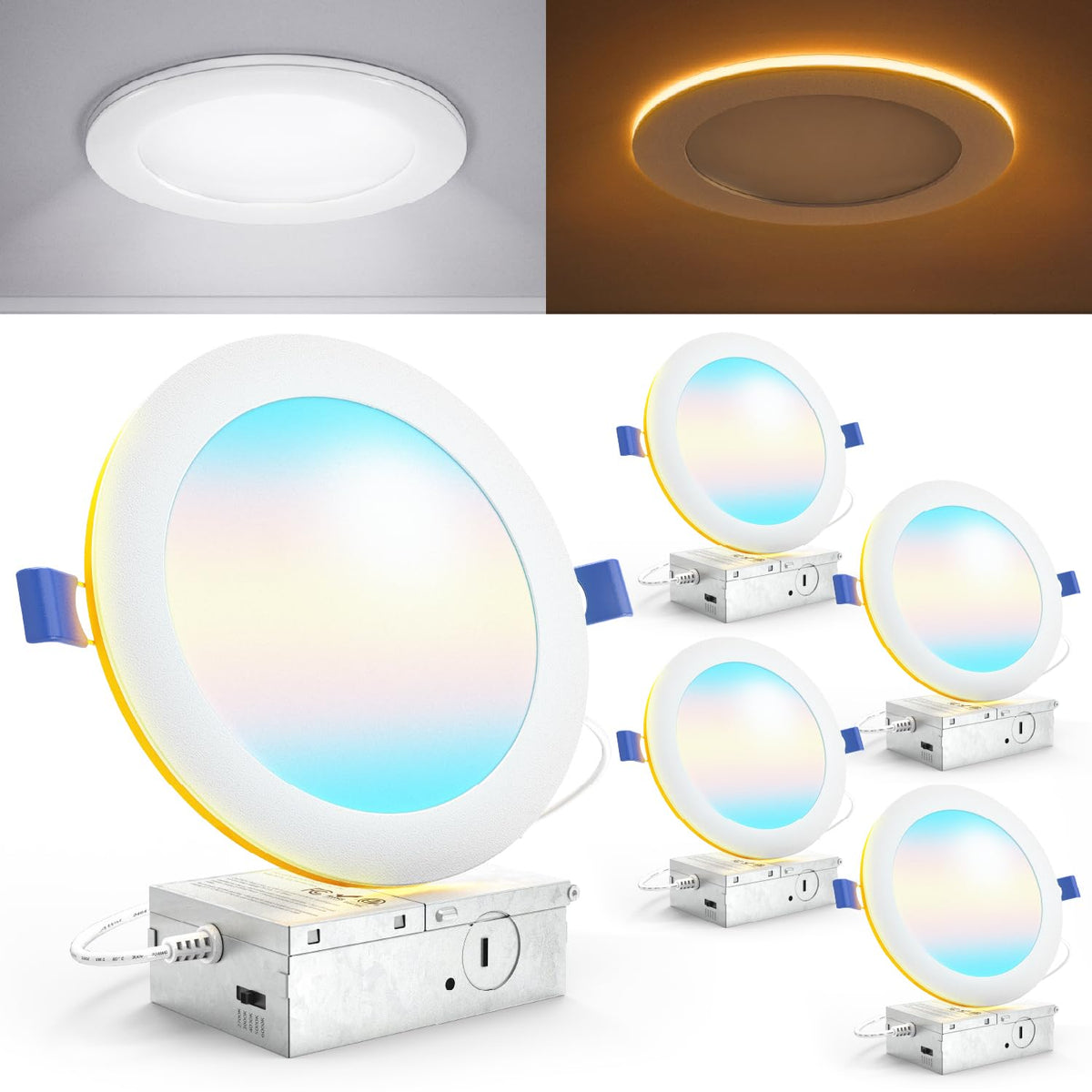 Sunco 6-inch LED recessed light with night light for ambient and task lighting.