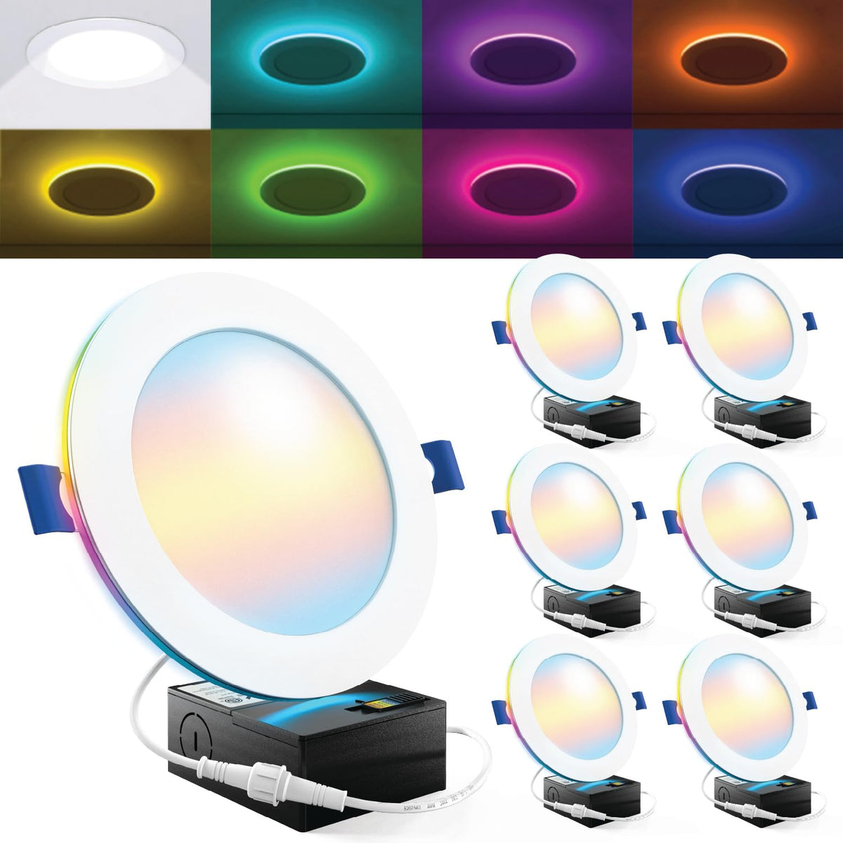 Sunco Lighting 6-inch smart ultra-thin recessed light with bright, even illumination.