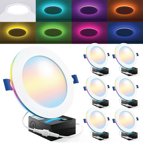 Sunco Lighting 6-inch smart ultra-thin recessed light with bright, even illumination.