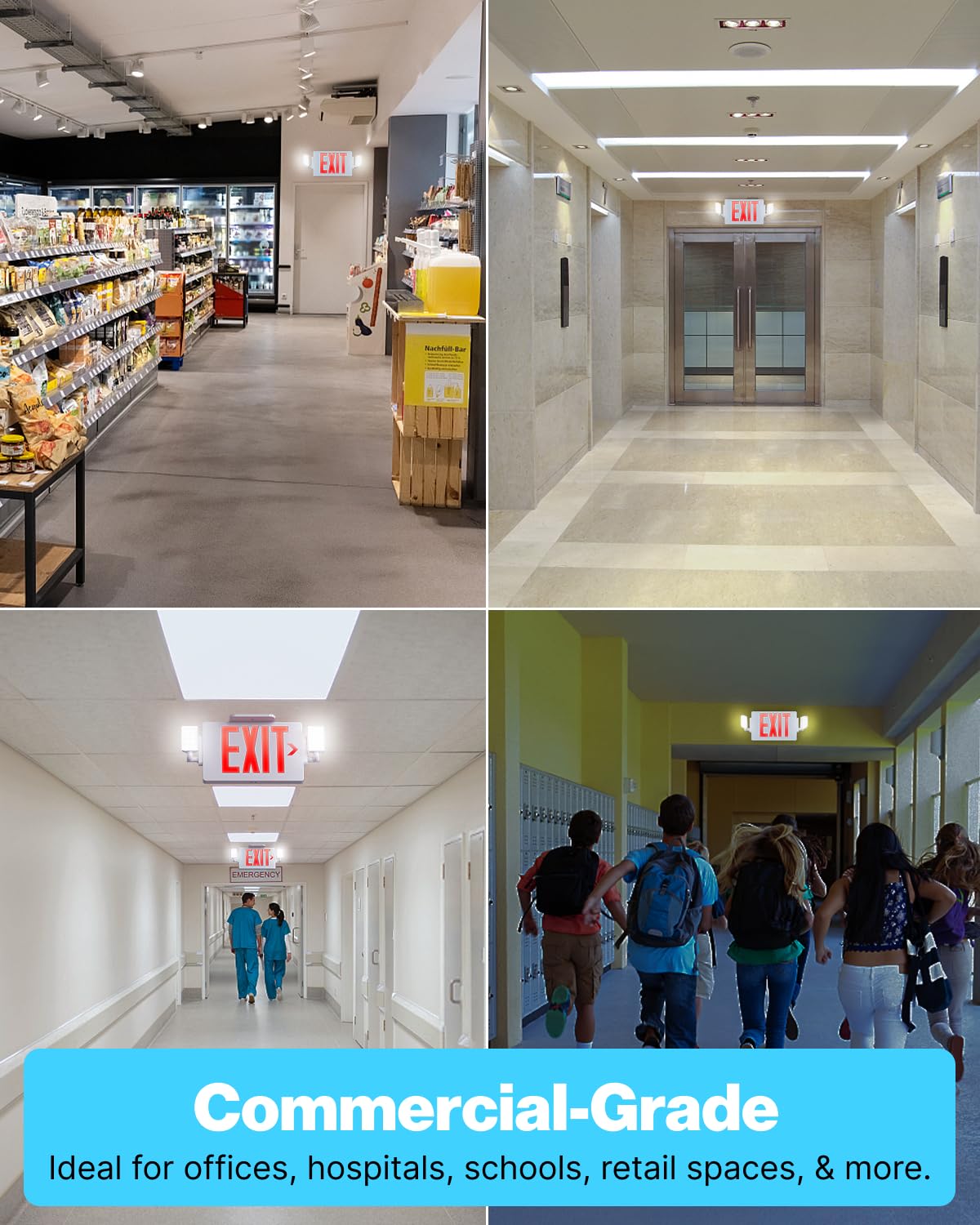 Sunco 6-pack emergency exit signs for comprehensive safety signage