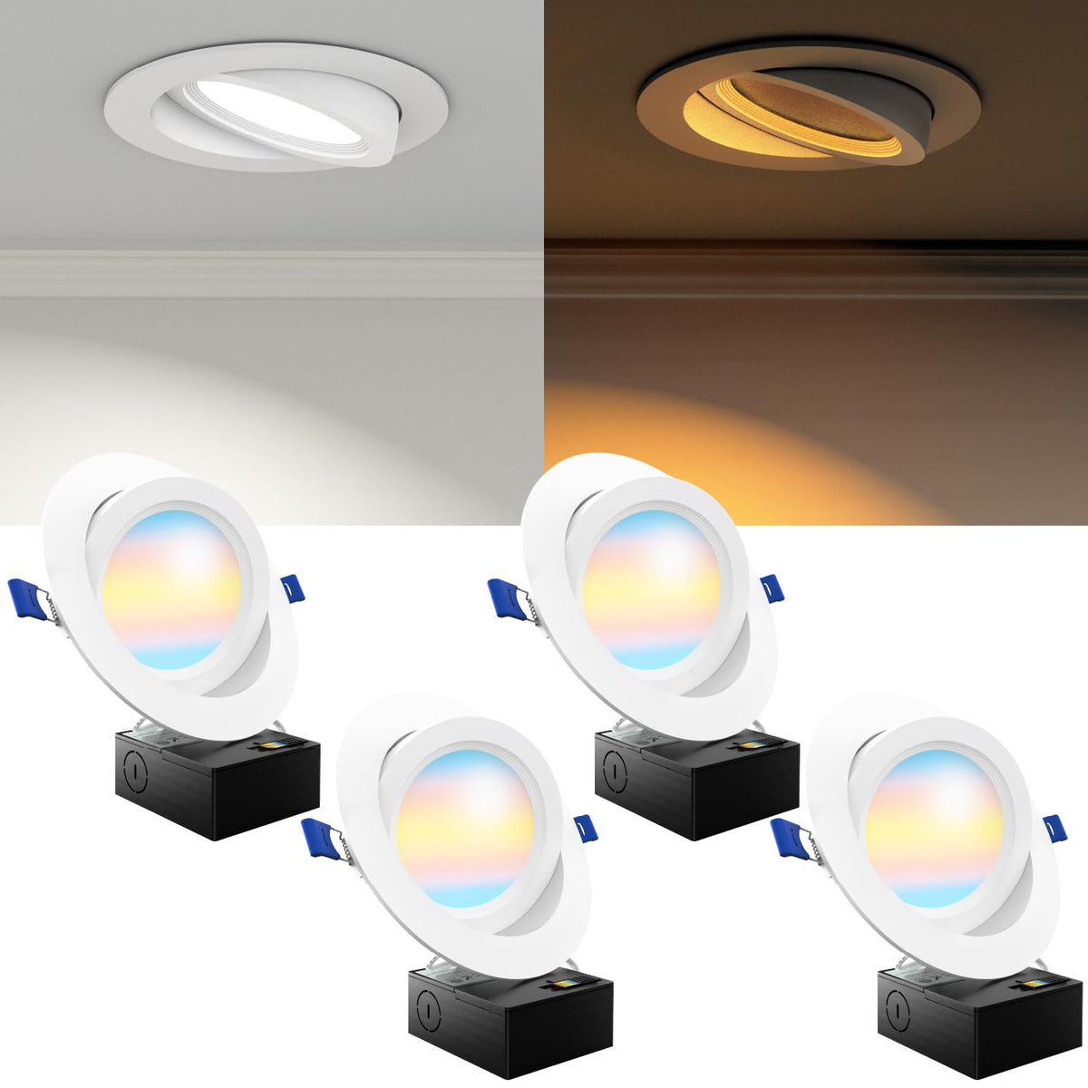 Sunco Lighting 6-inch gimbal downlight angled view for flexible room lighting
