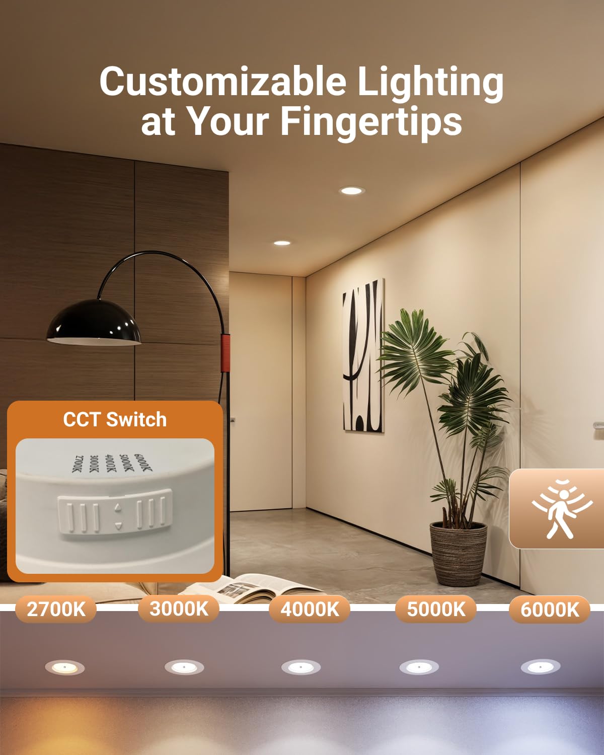 Sunco 6-inch LED can light with selectable CCT 5000K for cool daylight.