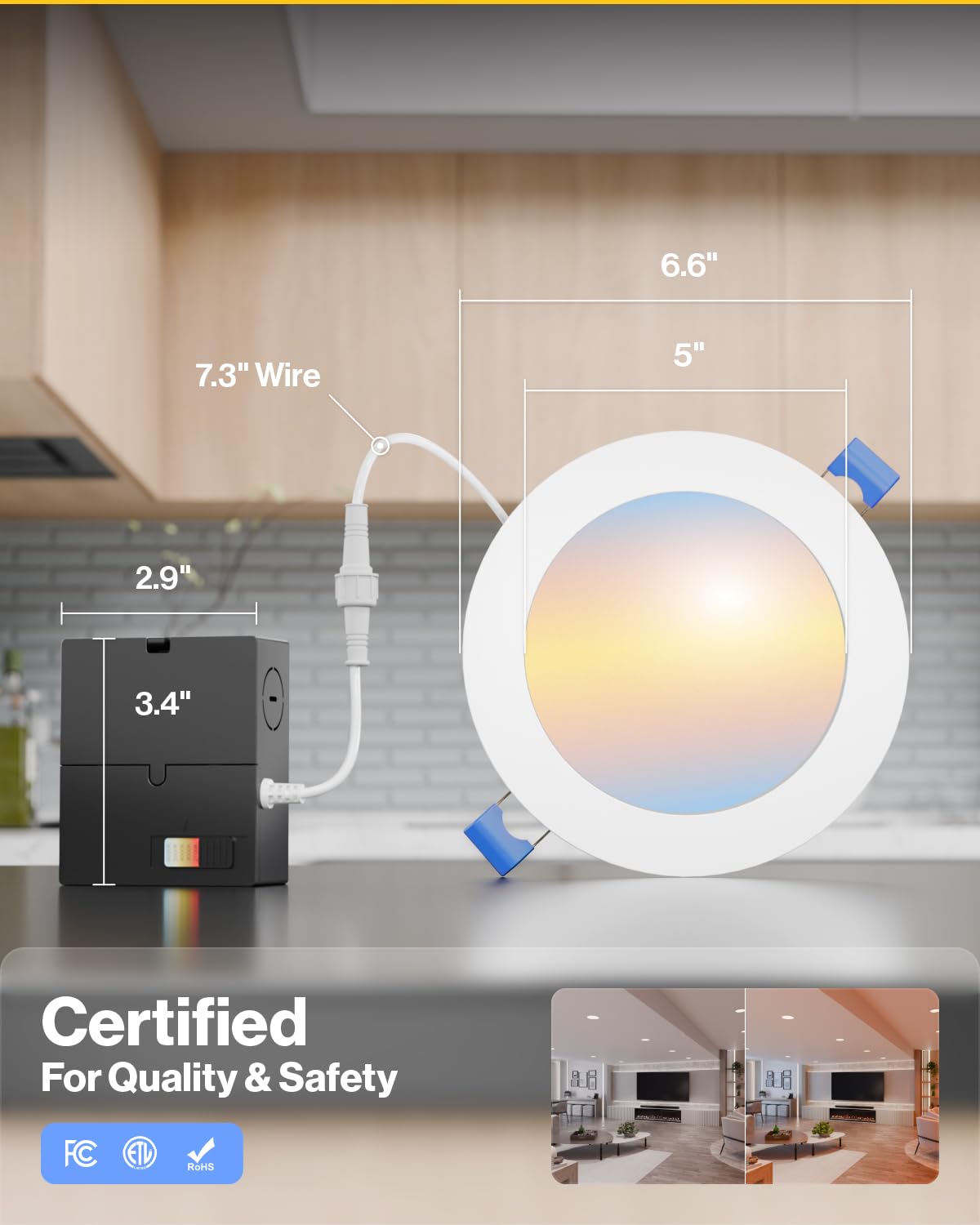 Sunco Lighting 2700K night light adds a warm glow.