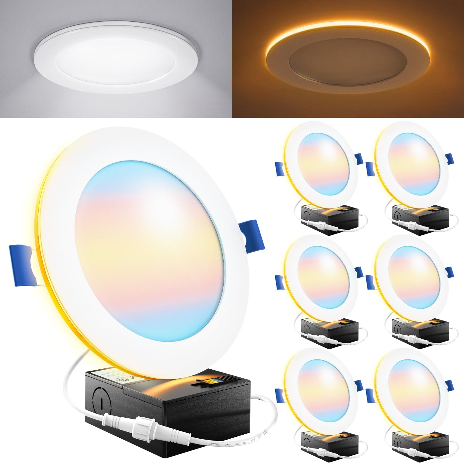 Sunco Lighting 6-inch recessed downlight with night light for cozy ambient glow.