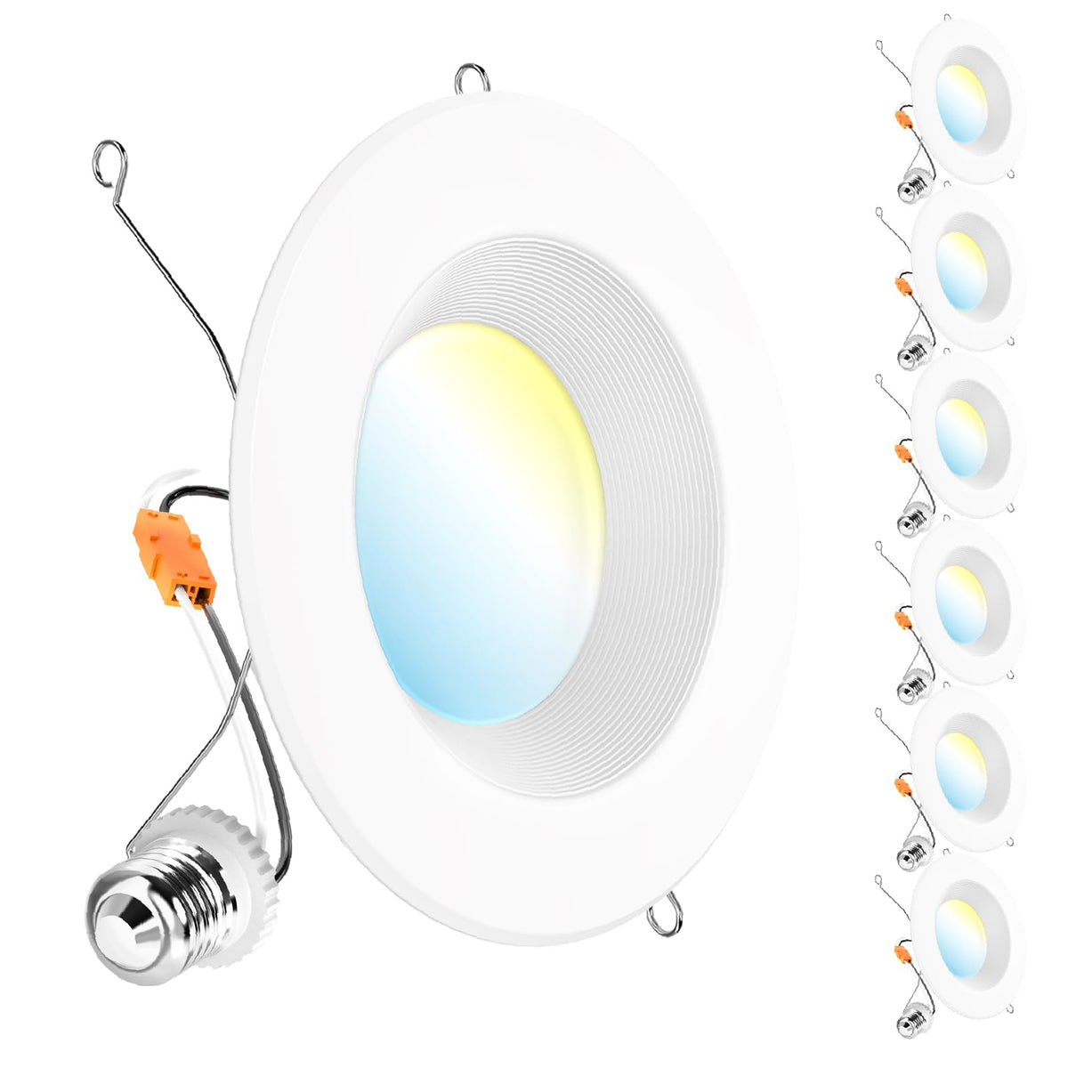Sunco 6in recessed light with baffle trim for a clean ceiling appearance.