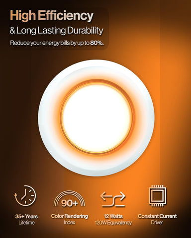 Sunco 6-inch recessed light 2700K creates cozy ambience for evenings.