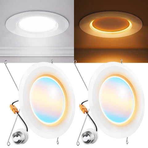 Sunco 6-inch recessed light with night light showing warm 2000K glow for hallways.