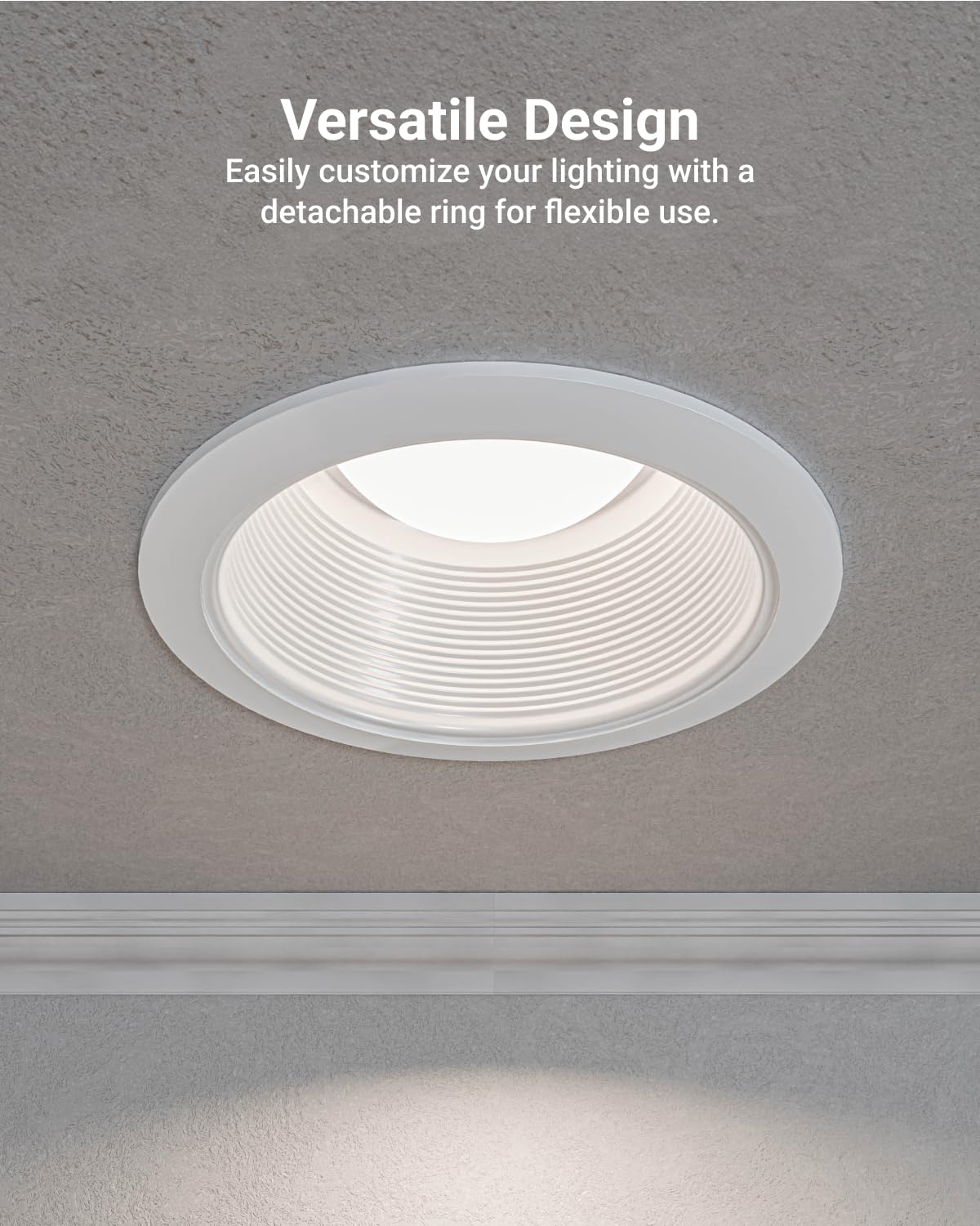 Sunco 6-inch can trim with detachable ring for a seamless edge