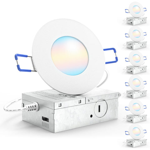 Sunco Lighting 6-pack 3in downlights with wafer-thin design for modern ceilings.