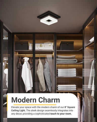 Sunco Lighting damp-rated square ceiling light suitable for bathrooms and laundry