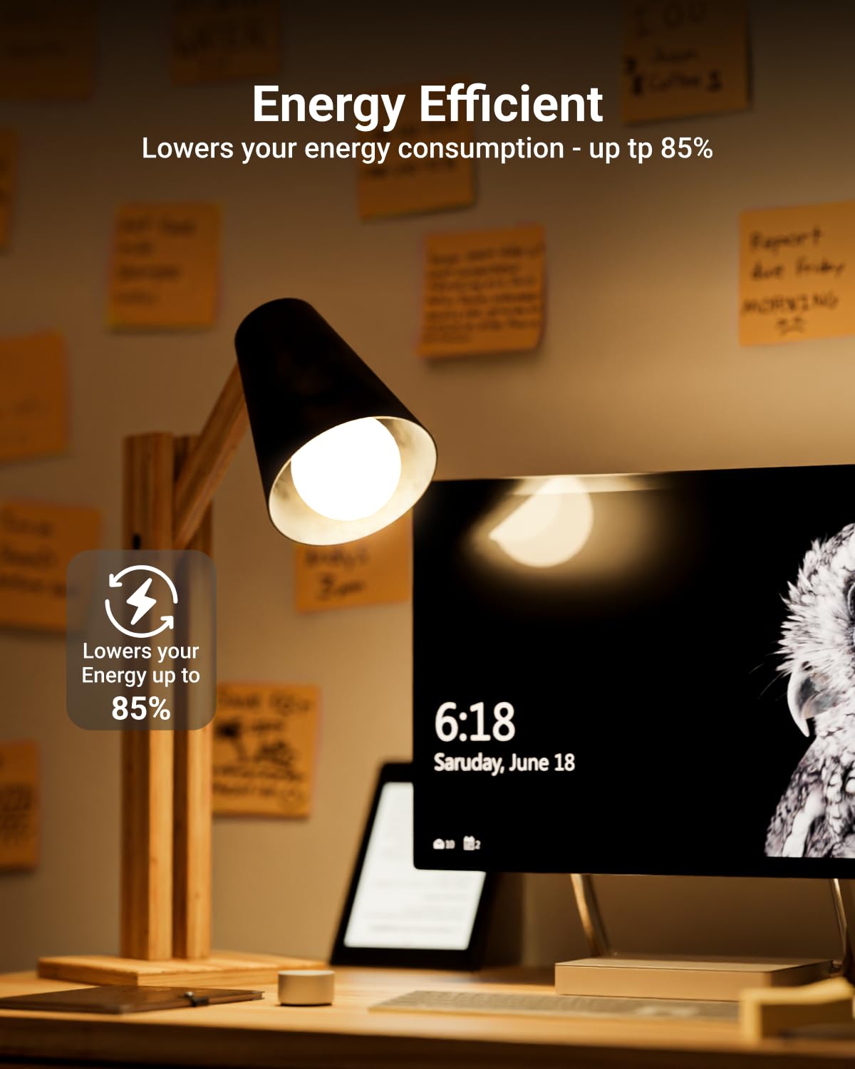 Sunco A15 LED bulb emits soft white 3000K ambiance.