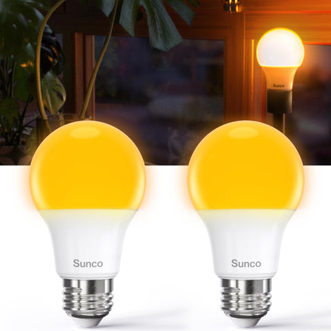 Sunco A19 Amber LED Bulb in lamp for warm ambience