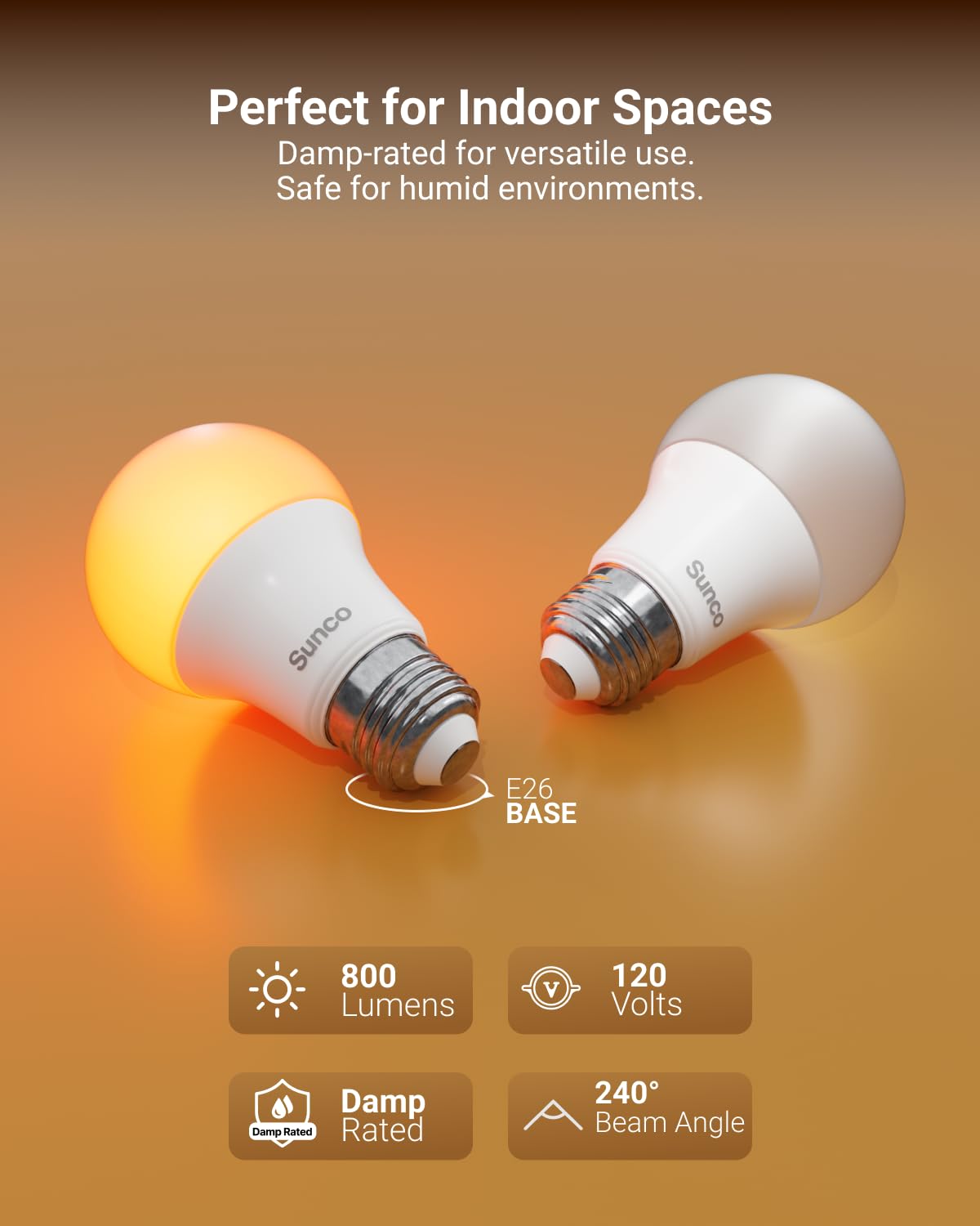 Sunco A19 Amber LED bulb instant-on performance