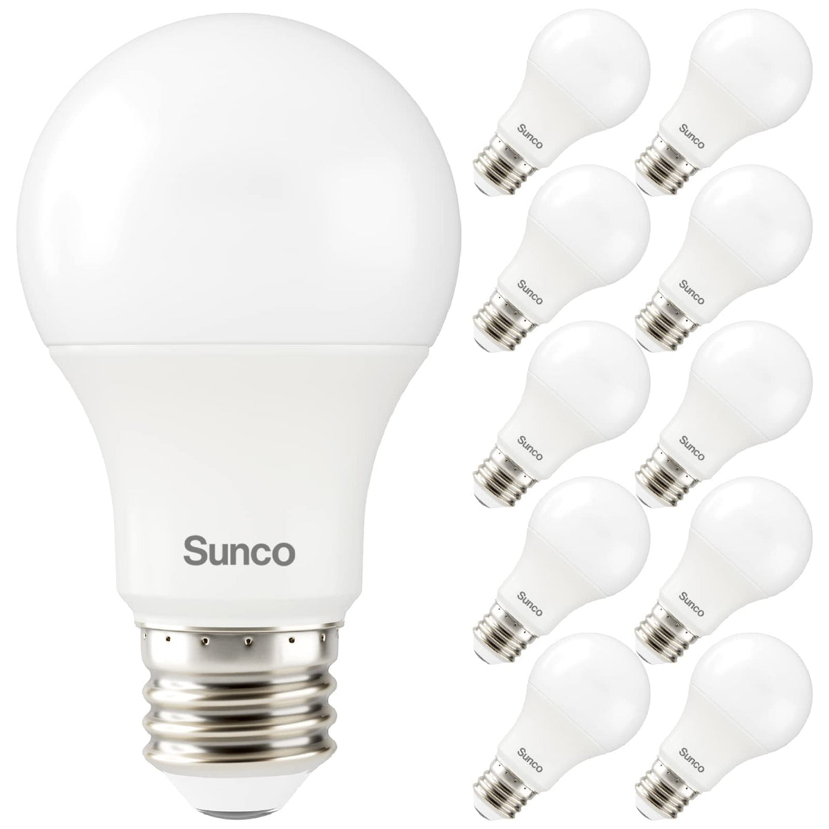 Sunco A19 LED bulb dimmable for customizable room lighting.