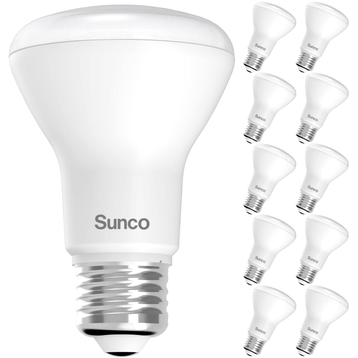 Sunco BR20 LED bulb with dimmable reflector for focused, versatile recessed lighting.