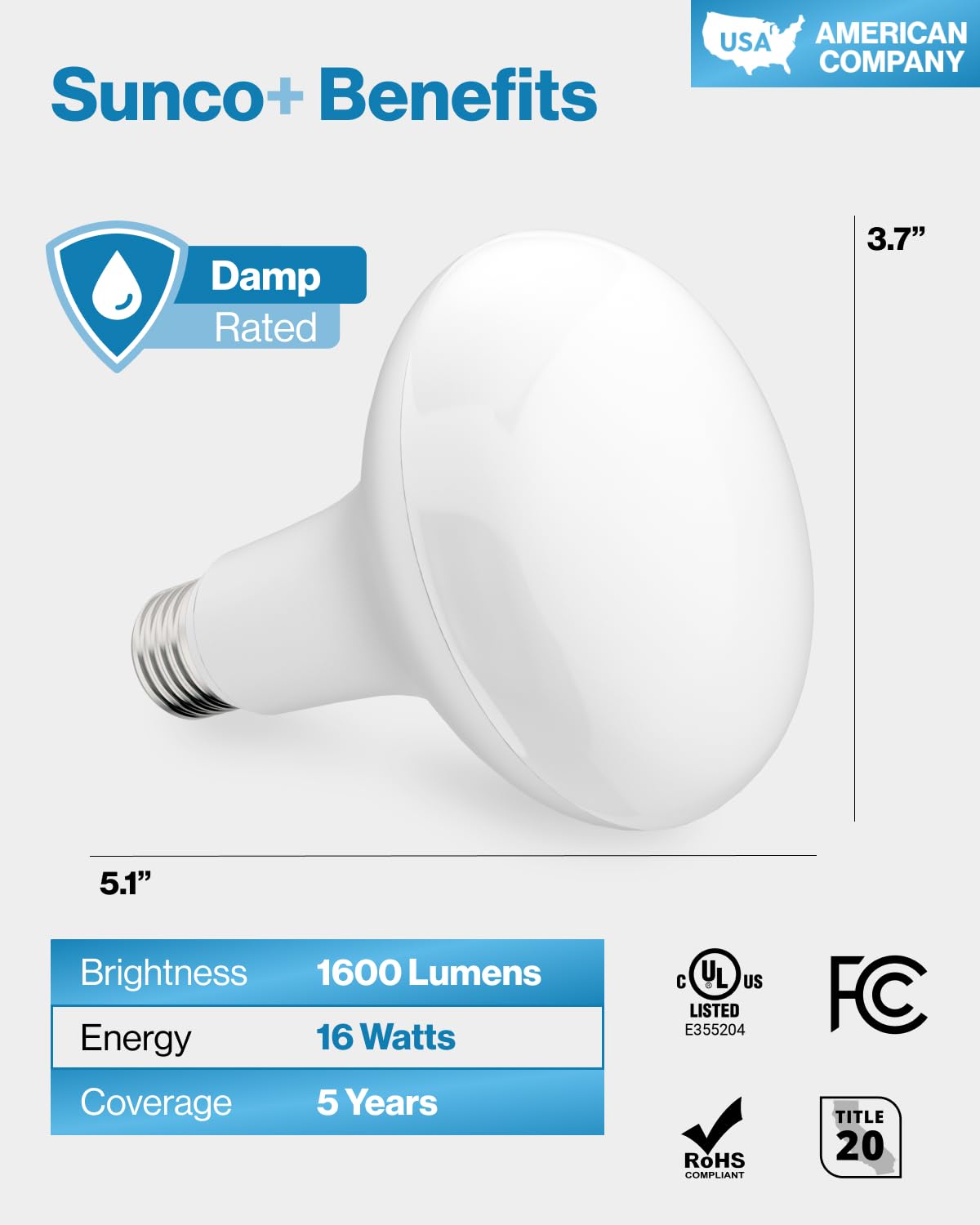 Sunco BR30 fits 5-inch or 6-inch cans for retrofit lighting.