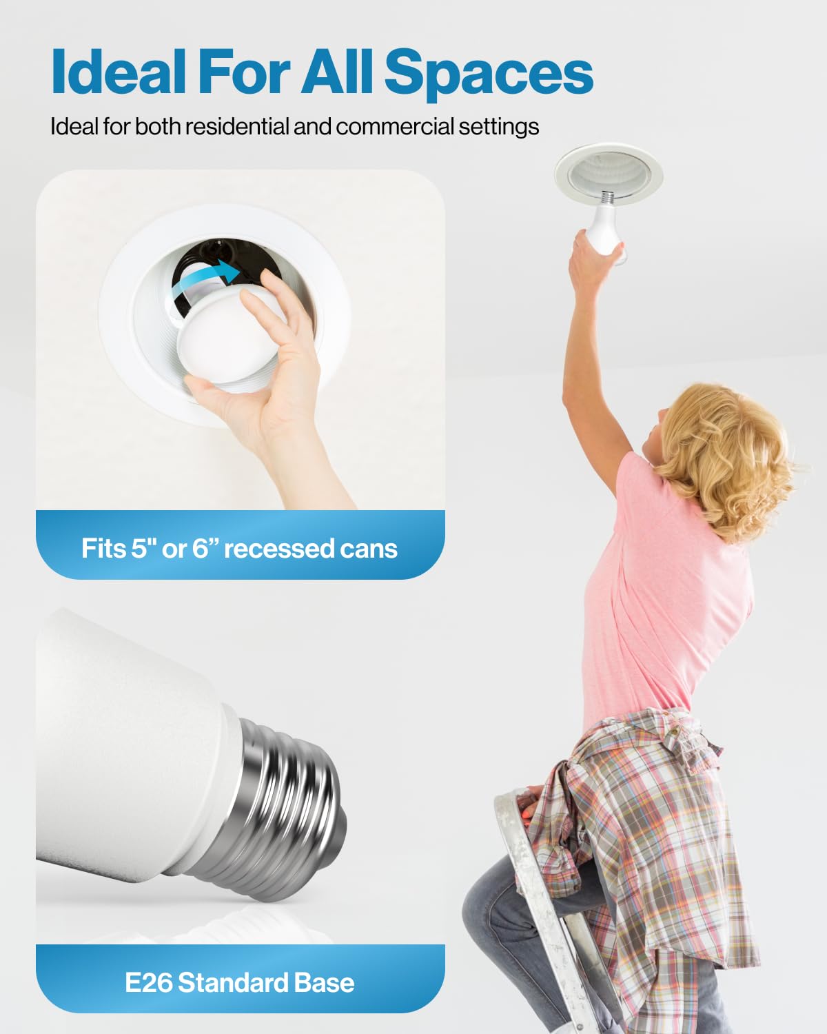 Sunco BR30 dimmable LED bulb supports smooth 10–100% dimming.