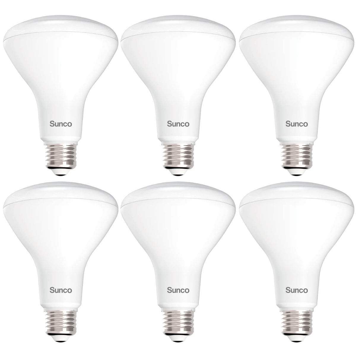 Sunco BR30 LED bulb closeup showing dimmable feature for versatile lighting.