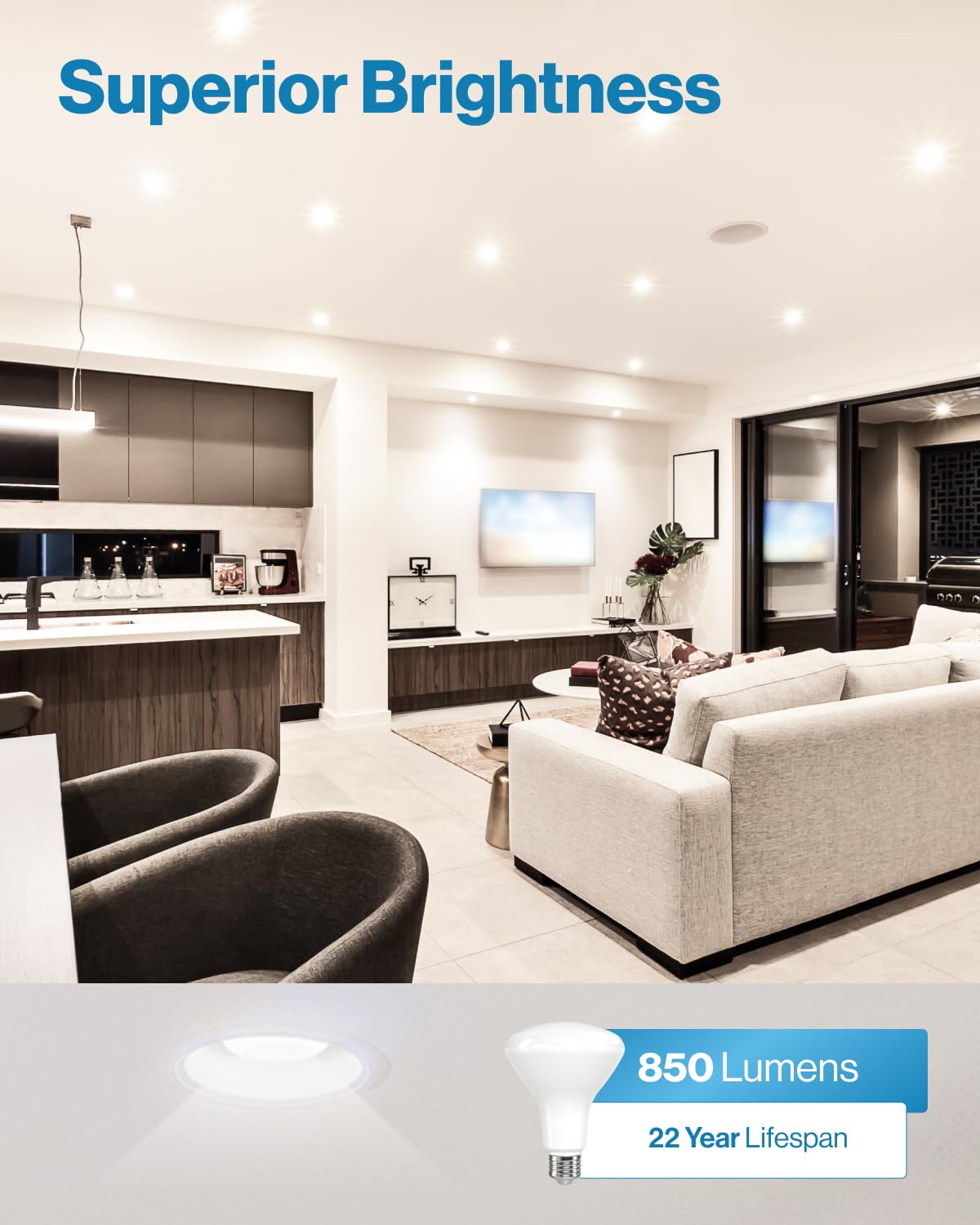 Sunco BR30 LED bulb dimmable from 10% to 100% for versatile mood lighting