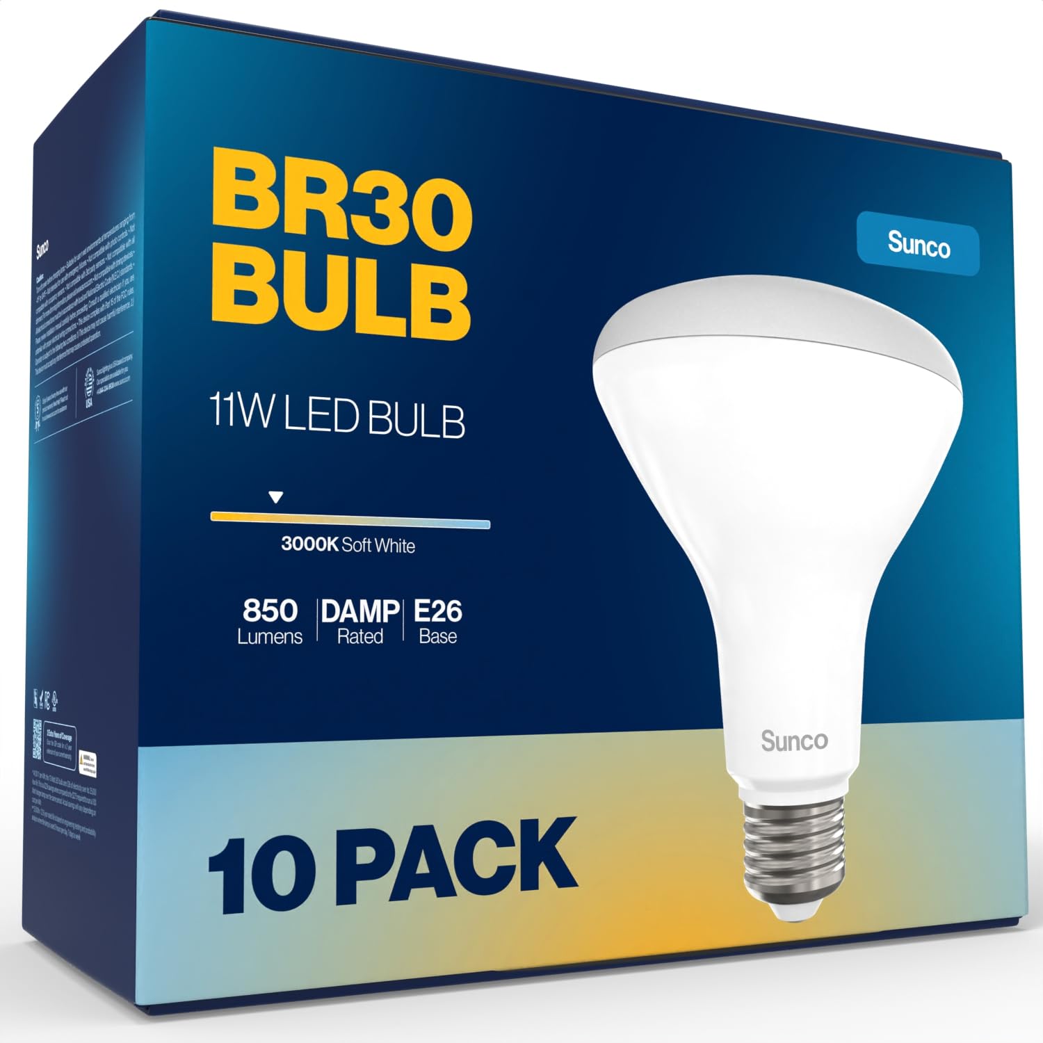 Sunco BR30 LED bulbs, 10-pack, indoor flood light for recessed can lighting.