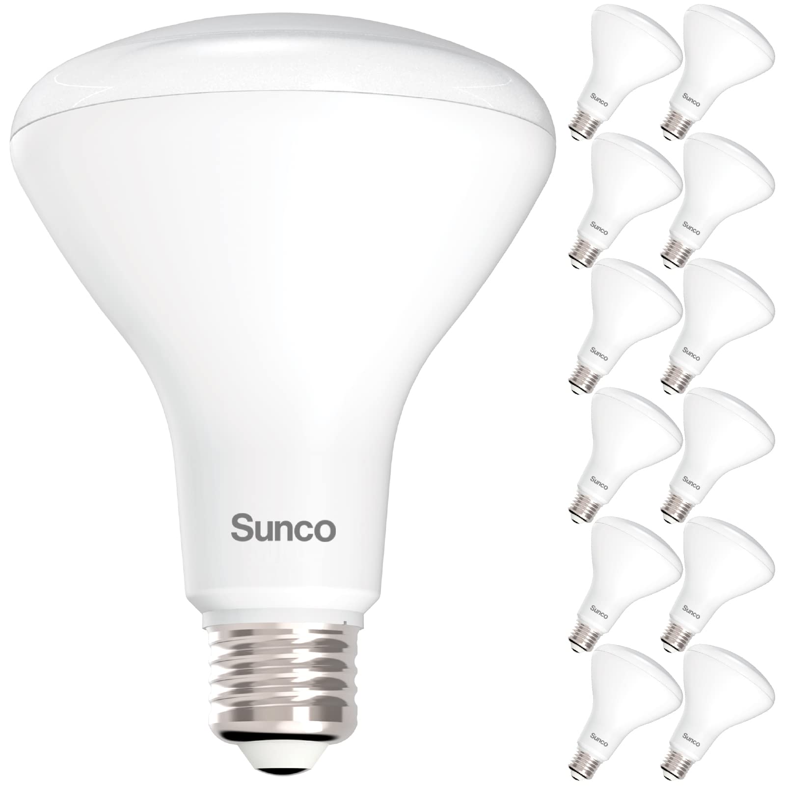 Sunco BR30 LED bulbs in an indoor flood setup for bright, even lighting.