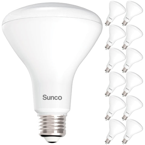 Sunco BR30 LED bulbs packaging highlights value for home lighting setups.